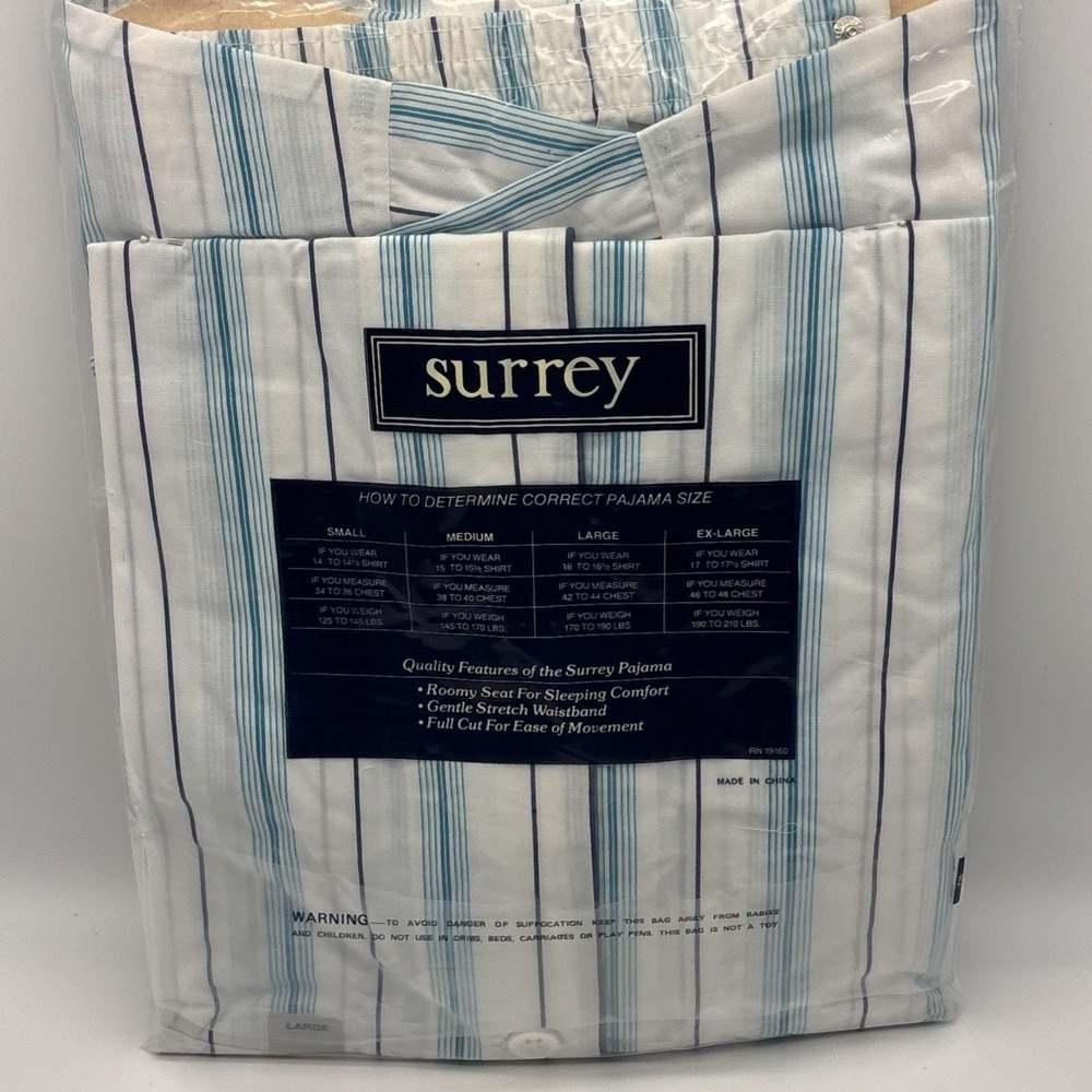 New Old Stock Surrey Pajamas Mens Size L Short Sleeve Knee Length PJs 1990s - Picture 5 of 7